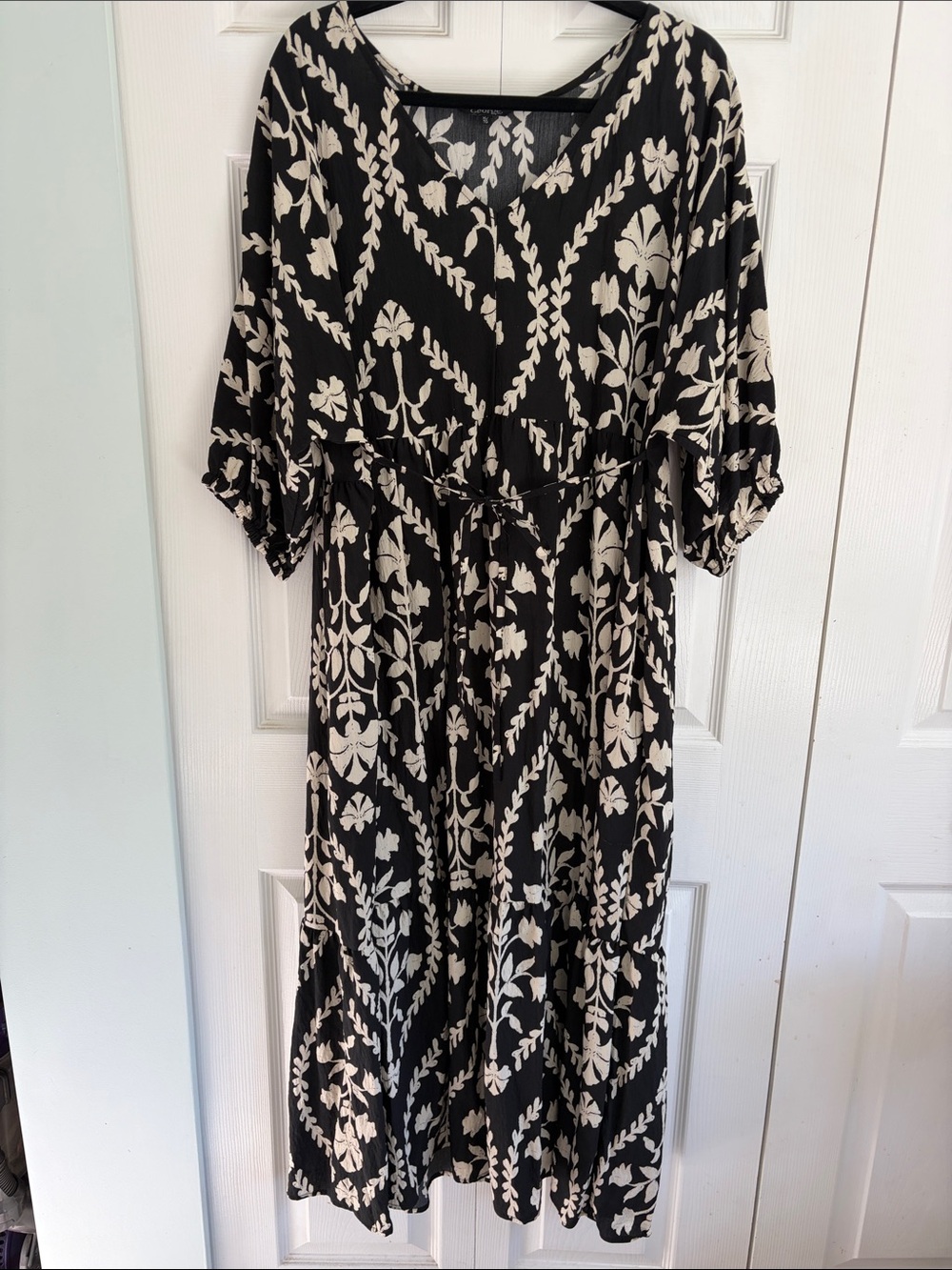 George Black Maxi Dress with Cream Floral Print